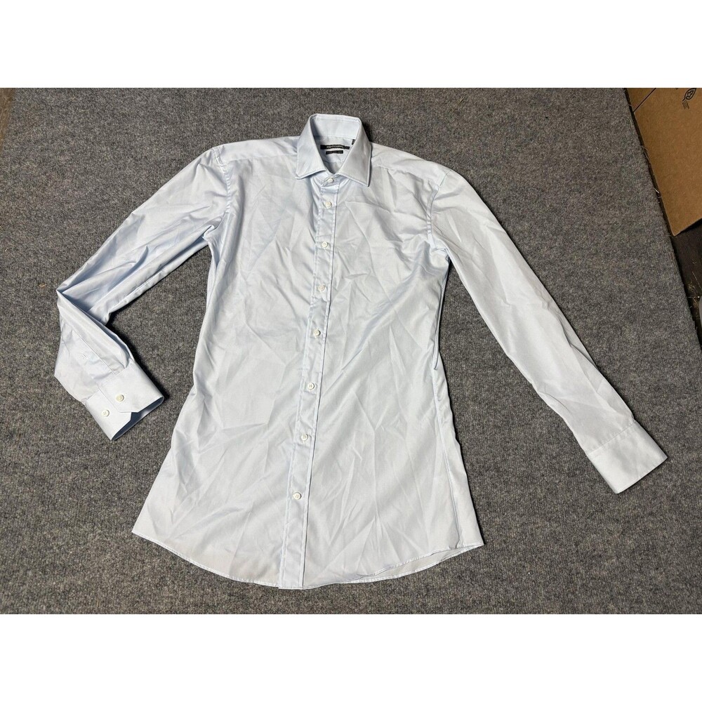 Indochino Dress Shirt Mens M Blue Slim Fit 100% Cotton Spread Collar LS